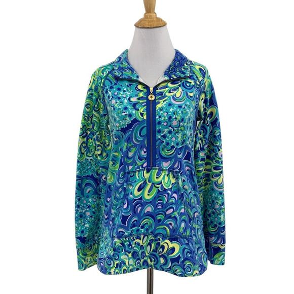 Lilly Pulitzer Top Womens XS Extra Small Multi UPF 50 Skipper Popover Half Zip - Picture 1 of 12